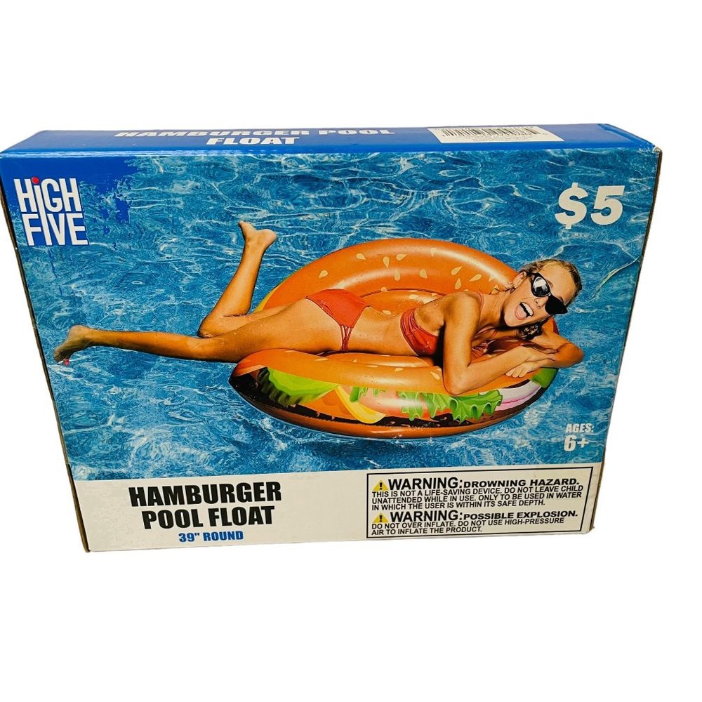 High Five Adult Hamburger Inflatable Swimming Pool Fun Float 39"